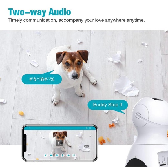 VIMTAG Pet Camera, 2.5K/4MP Pet Cam, 360° Pan/Tilt View Angel with Two Way Audio